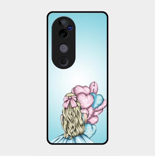 Styles Girl With Balloon Glass Case For Vivo V40 Pro 5G