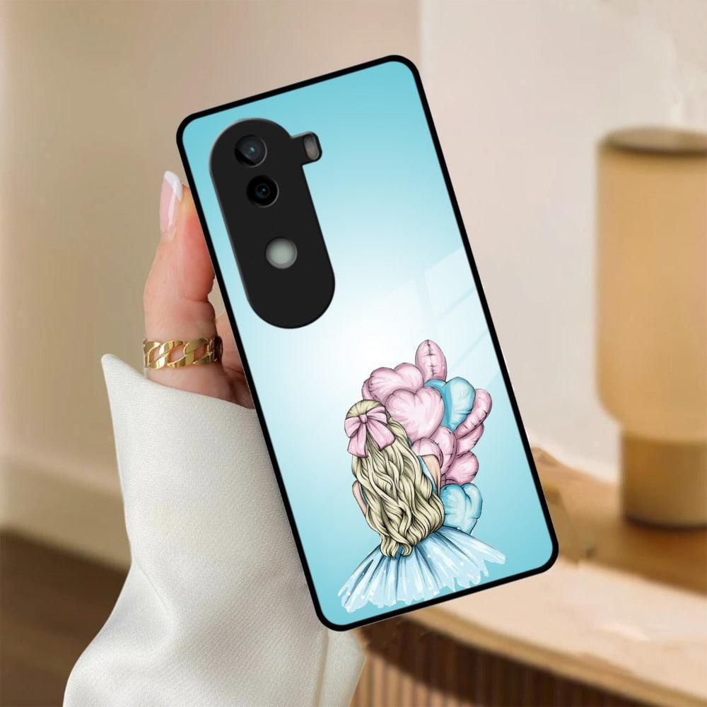 Styles Girl With Balloon Glass Case For iQOO - ShopOnCliQ