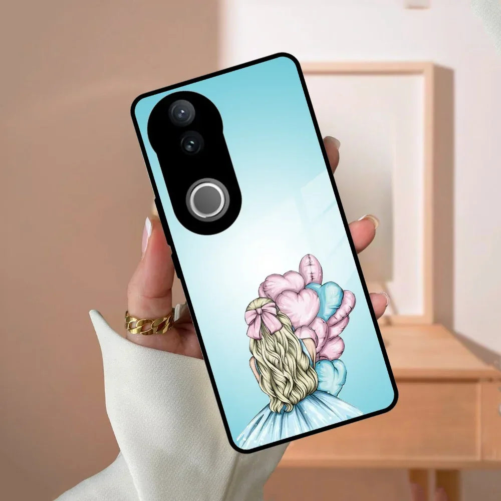 Styles Girl With Balloon Glass Case For Vivo - ShopOnCliQ