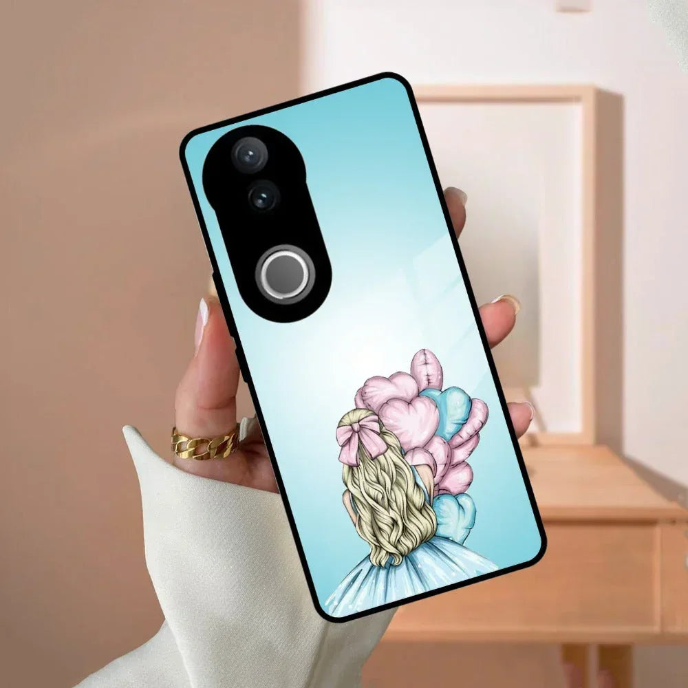 Styles Girl With Balloon Glass Case For iQOO - ShopOnCliQ