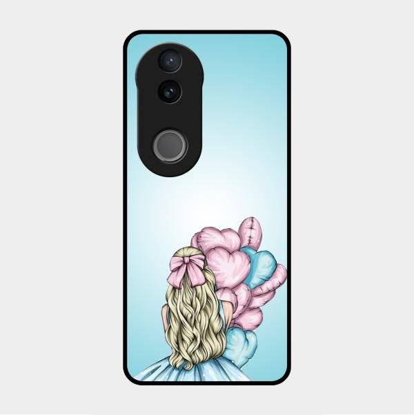 Styles Girl With Balloon Glass Case For Vivo V50E 5G