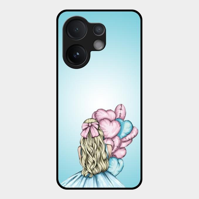Styles Girl With Balloon Glass Case For Vivo V60 5G