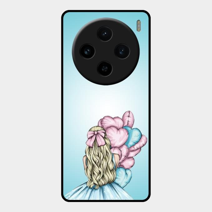 Styles Girl With Balloon Glass Case For Vivo X100 5G