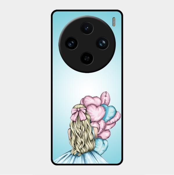 Styles Girl With Balloon Glass Case For Vivo X100 Pro 5G