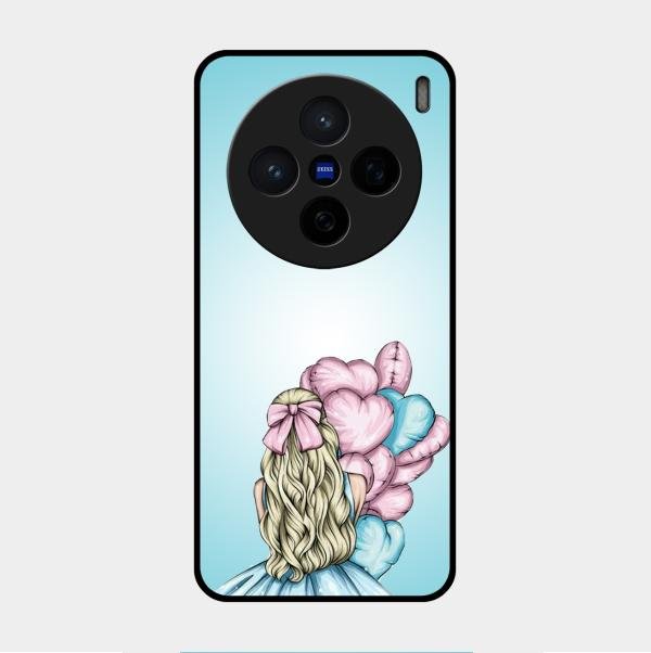 Styles Girl With Balloon Glass Case For Vivo X200 5G
