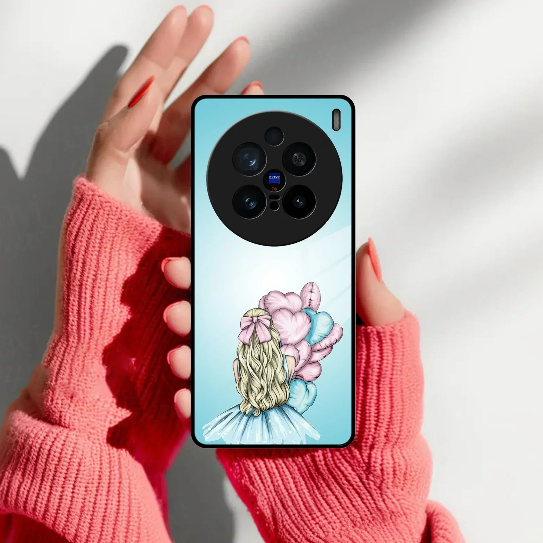 Styles Girl With Balloon Glass Case For Vivo - ShopOnCliQ