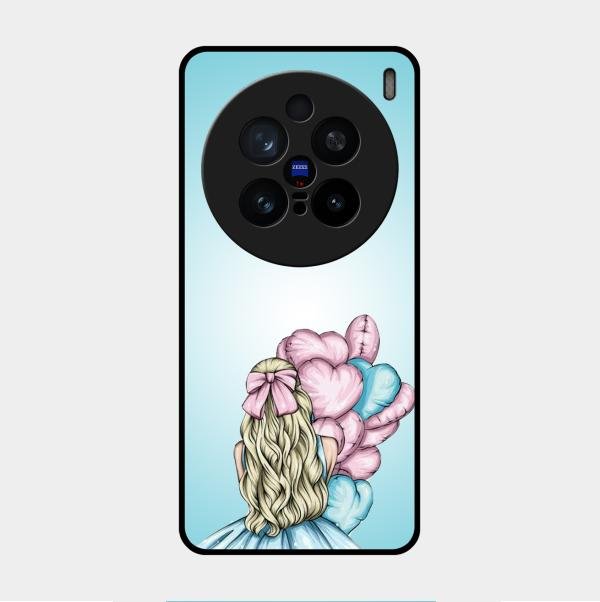 Styles Girl With Balloon Glass Case For Vivo X200 Pro 5G