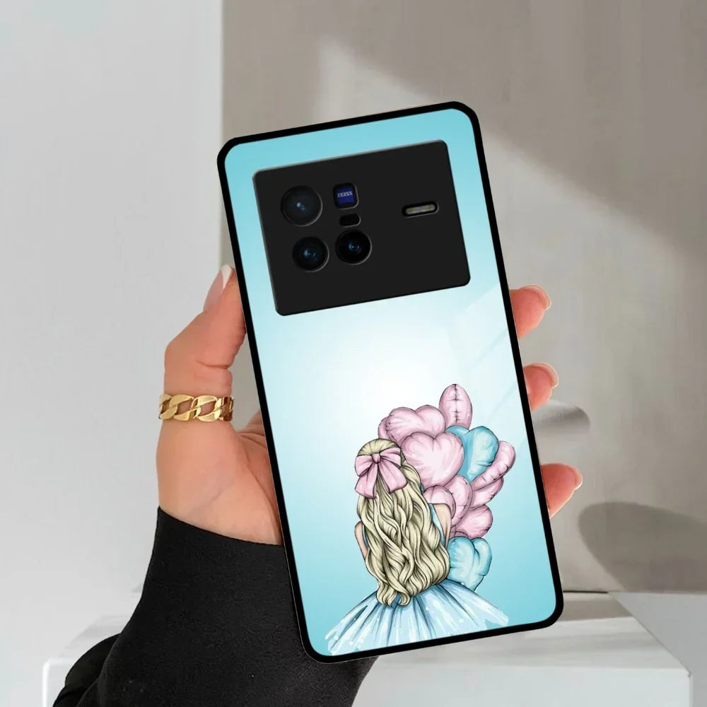 Styles Girl With Balloon Glass Case For Vivo - ShopOnCliQ