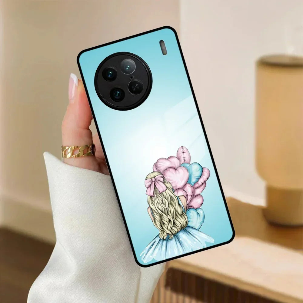 Styles Girl With Balloon Glass Case For Vivo - ShopOnCliQ