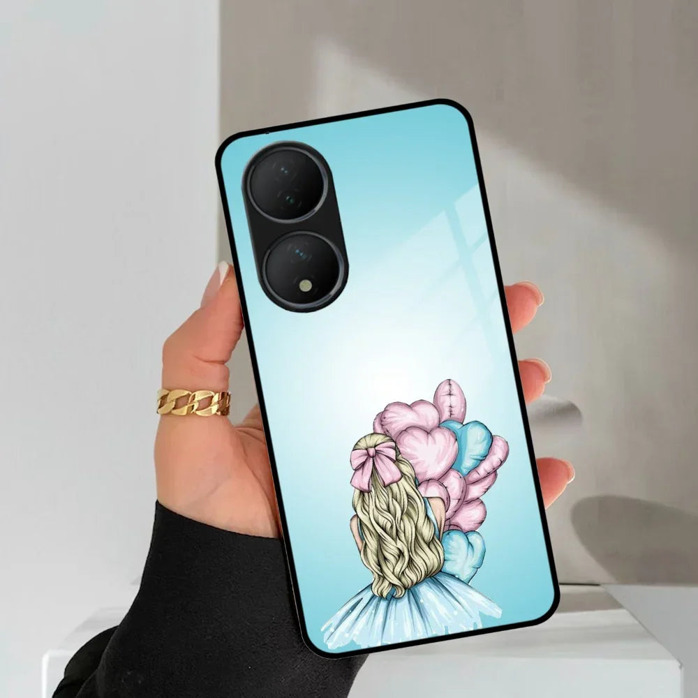 Styles Girl With Balloon Glass Case For Vivo - ShopOnCliQ