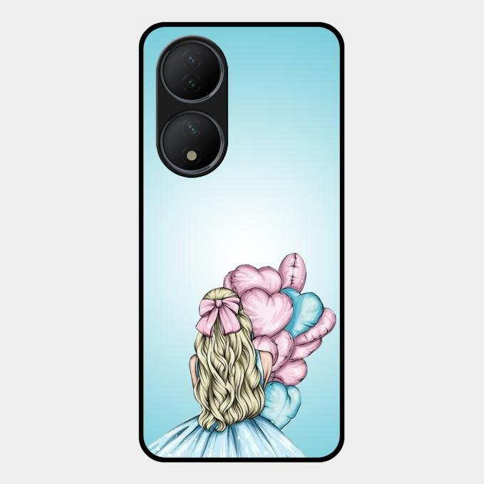 Styles Girl With Balloon Glass Case For Vivo Y100A 5G