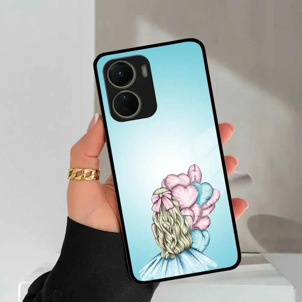Styles Girl With Balloon Glass Case For Vivo - ShopOnCliQ