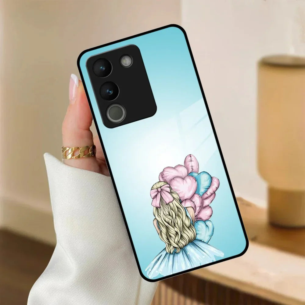 Styles Girl With Balloon Glass Case For Vivo - ShopOnCliQ