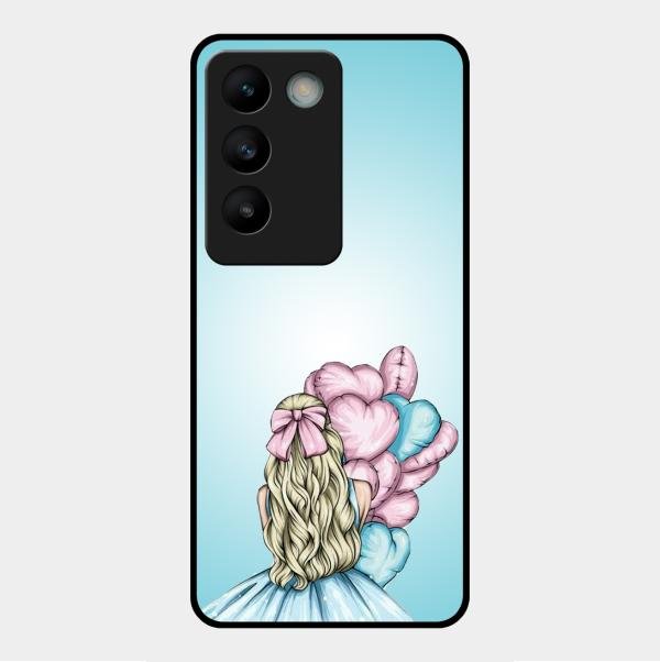 Styles Girl With Balloon Glass Case For Vivo Y200E 5G