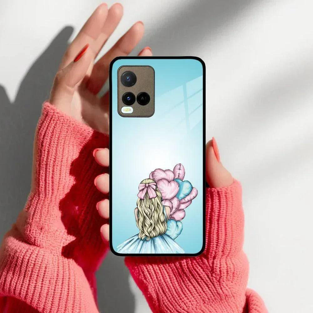Styles Girl With Balloon Glass Case For iQOO - ShopOnCliQ