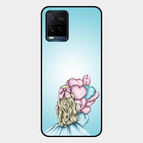Styles Girl With Balloon Glass Case For Vivo Y21A