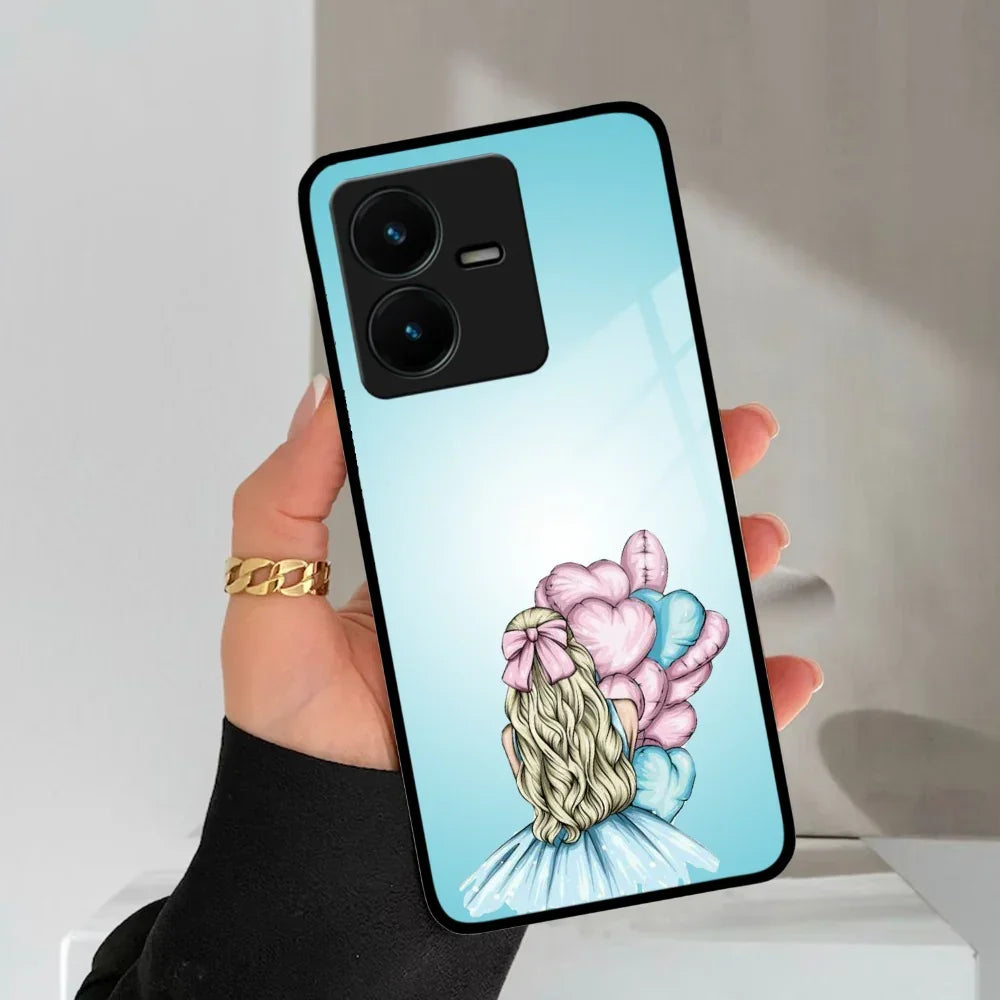 Styles Girl With Balloon Glass Case For Vivo - ShopOnCliQ