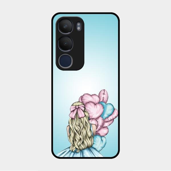 Styles Girl With Balloon Glass Case For Vivo Y29 5G