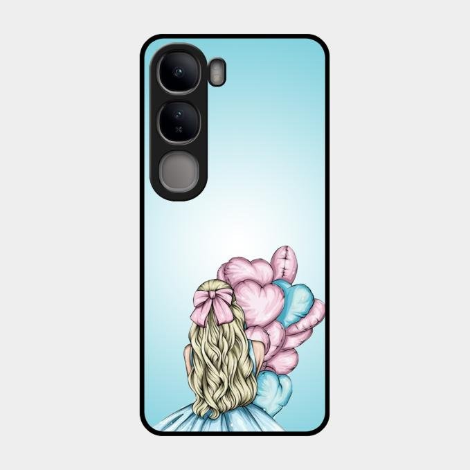 Styles Girl With Balloon Glass Case For Vivo Y300 5G