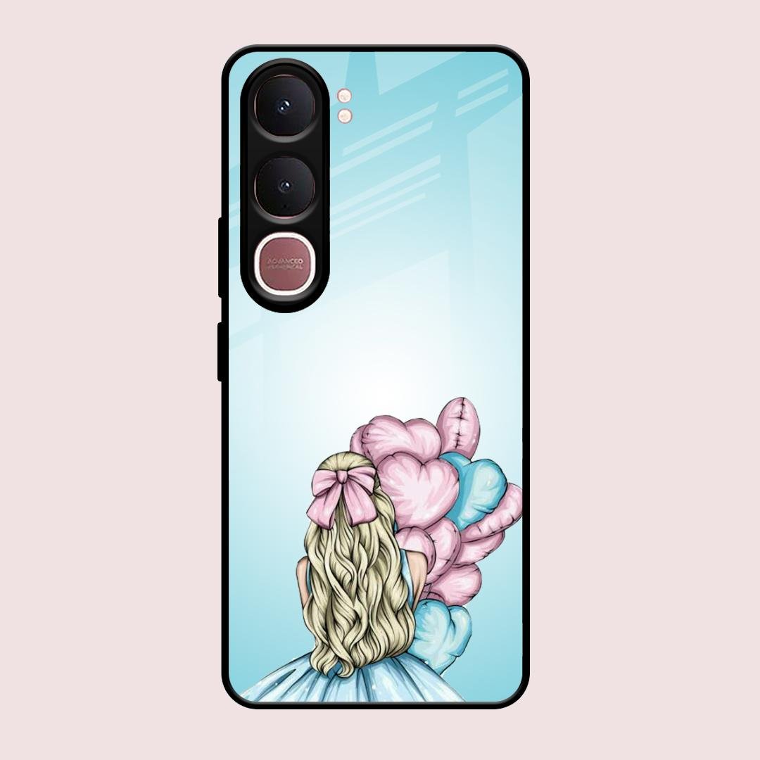 Styles Girl With Balloon Glass Case For Vivo Y31 5G