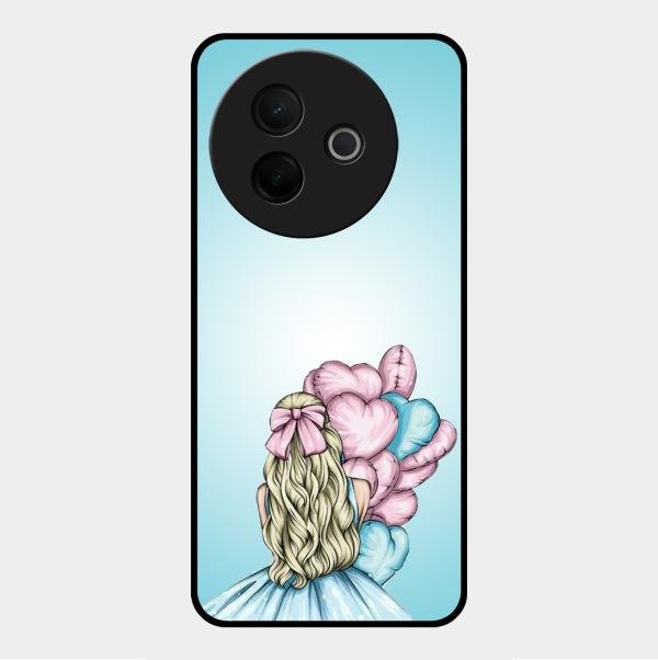 Styles Girl With Balloon Glass Case For Vivo Y39 5G