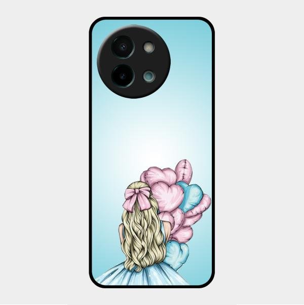 Styles Girl With Balloon Glass Case For Vivo Y58 5G
