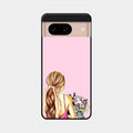 Styles Girl With Flower Glass Case For Google Pixel 8 5G