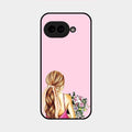 Styles Girl With Flower Glass Case For Google Pixel 9A 5G