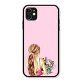 Styles Girl With Flower Glass Case For iPhone 11
