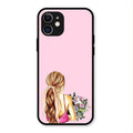Styles Girl With Flower Glass Case For iPhone 12