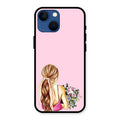 Styles Girl With Flower Glass Case For iPhone 13 mini