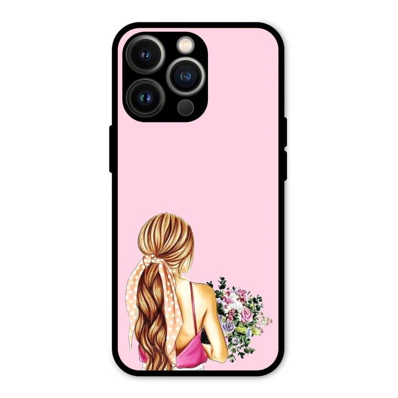 Styles Girl With Flower Glass Case For iPhone 13 Pro Max