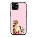 Styles Girl With Flower Glass Case For iPhone 15 Plus