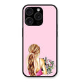 Styles Girl With Flower Glass Case For iPhone 15 Pro Max