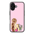 Styles Girl With Flower Glass Case For iPhone 16 Plus