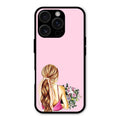 Styles Girl With Flower Glass Case For iPhone 16 Pro Max