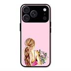 Styles Girl With Flower Glass Case For iPhone 17 Pro