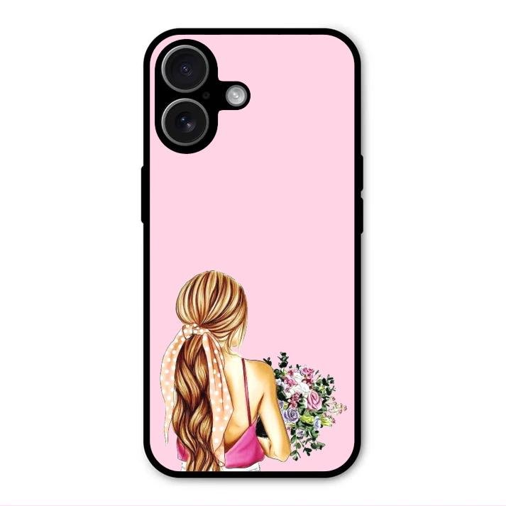 Styles Girl With Flower Glass Case For iPhone 17