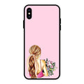 Styles Girl With Flower Glass Case For iPhone XS Max