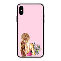 Styles Girl With Flower Glass Case For iPhone XS