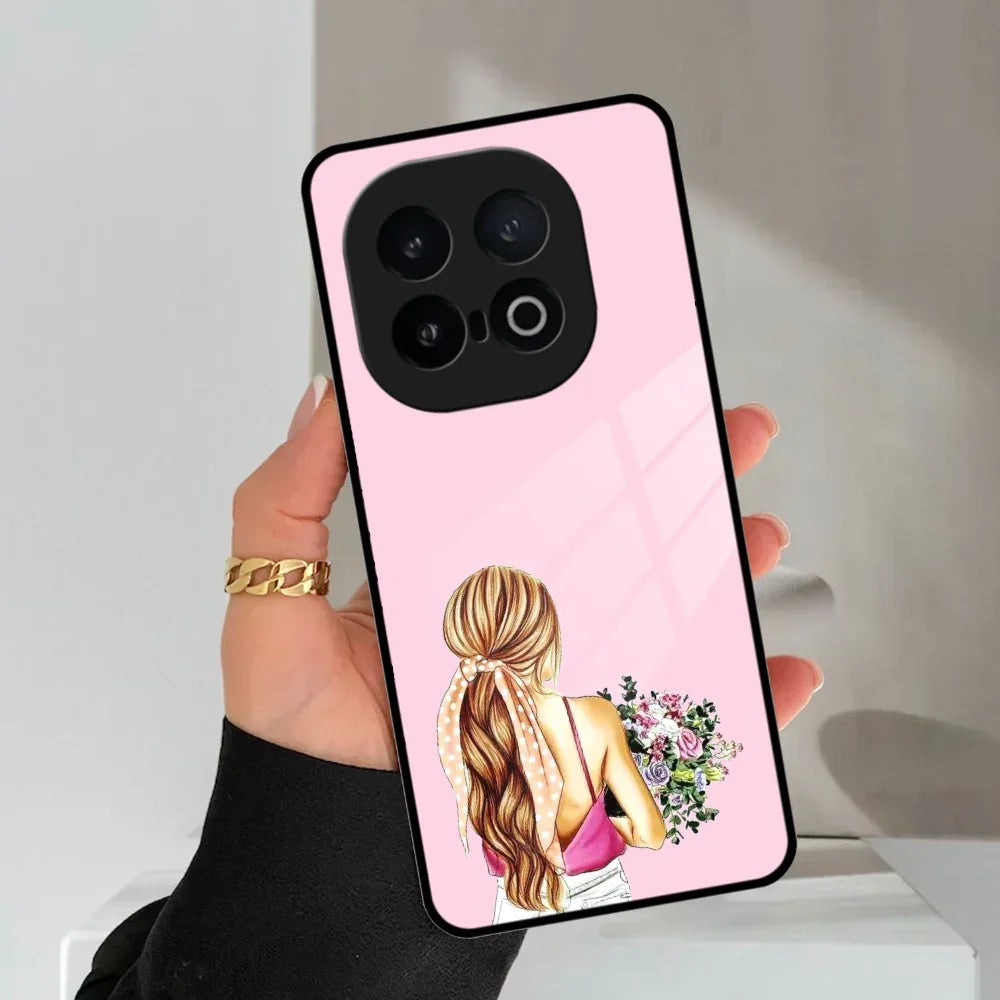 Styles Girl With Flower Glass Case For Vivo - ShopOnCliQ