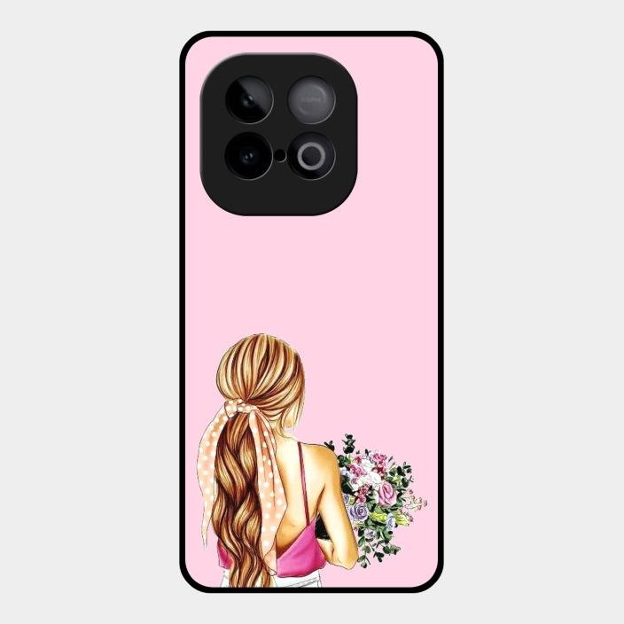 Styles Girl With Flower Glass Case For Iqoo Neo 10 5G