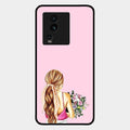 Styles Girl With Flower Glass Case For Iqoo Neo 7 Pro 5G