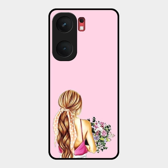 Styles Girl With Flower Glass Case For Iqoo Neo 9 Pro 5G