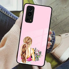 Styles Girl With Flower Glass Case For Vivo - ShopOnCliQ