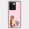 Styles Girl With Flower Glass Case For Iqoo Z7 Pro 5G
