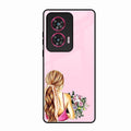 Styles Girl With Flower Glass Case For Motorola Edge 50 Fusion 5G