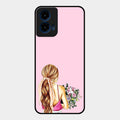 Styles Girl With Flower Glass Case For Motorola G45 5G