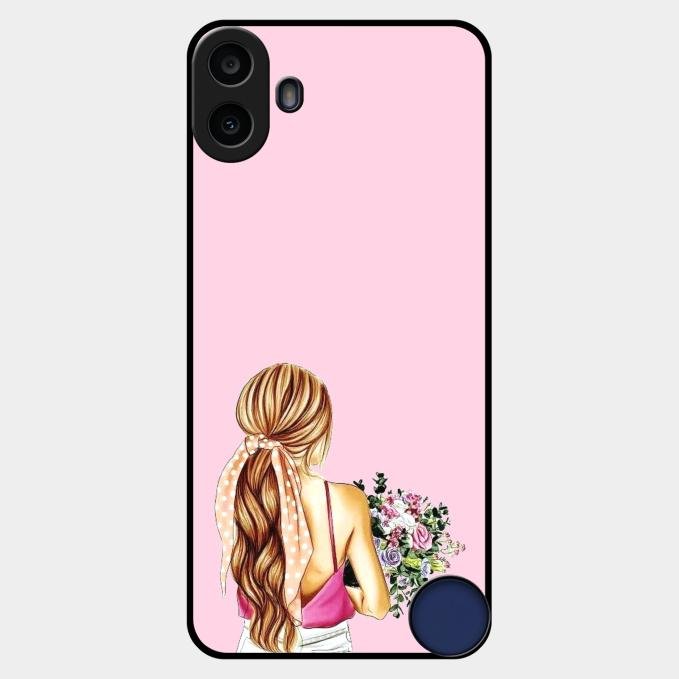 Styles Girl With Flower Glass Case For Nothing Cmf Phone 1