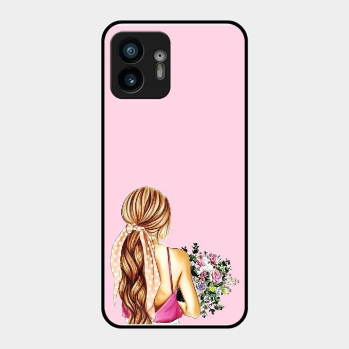 Styles Girl With Flower Glass Case For Nothing Phone 2